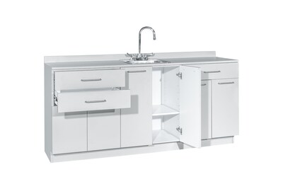 Viva Comfort 36.75"H x 72"W Exam Room Medical Cabinet With Sink, 2-Doors, 3-Drawers, Gray (ME902-BASE-72-CS-GRY-MK)