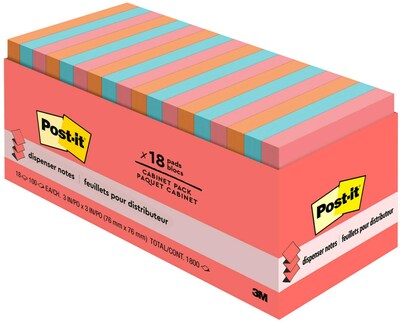 Post-it Pop-up Notes, 3" x 3", Poptimistic Collection, 100 Sheets/Pad, 18 Pads/Cabinet Pack (R330-18CTCP)