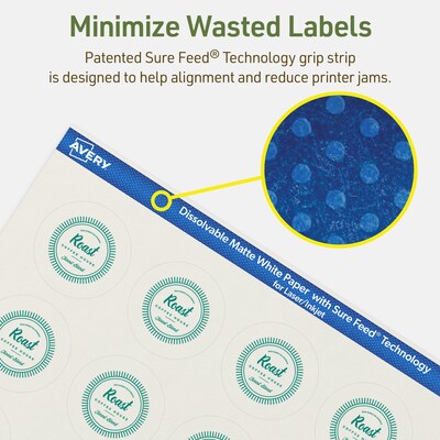 Avery Dissolvable Circle Multipurpose Labels, 1.75" Dia., Off-white, 100/Pack (94509)