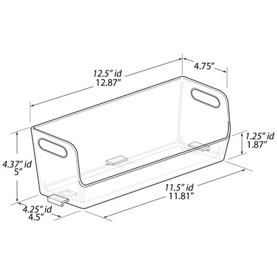 Azar Small Stackable Plastic Narrow Pantry Storage Bin, 4.37 x 12.87x 4.5, Clear, 4/Pack (556754-4PK)