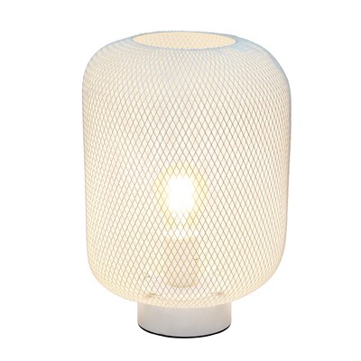 Simple Designs White Metal Mesh Industrial Table Lamp (LT1072-WHT)