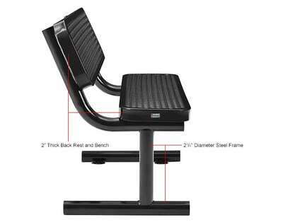 Global Industrial 4' Outdoor Steel Bench w/ Backrest, Expanded Metal, Black (695743BK)