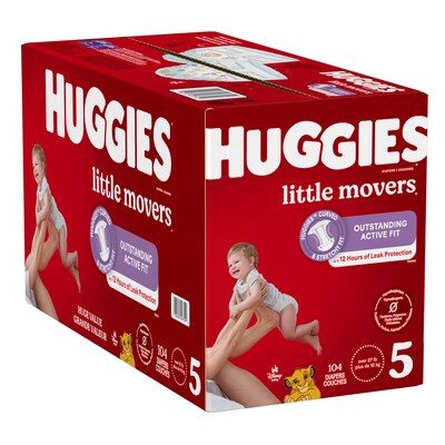 Huggies Little Movers Baby Diapers, Size 5, 104/Carton (49754)