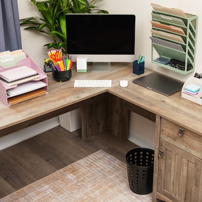Staples 5-Compartment Rotating Plastic Desk Organizer, Black (ST63869)