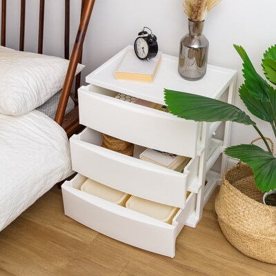 Iris Stackable Wide Chest, 3 Drawer, White, 2/Pack (540012)