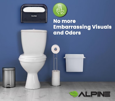 Alpine Industries Plastic Sanitary Napkin Disposal Receptacle, 10"x 5", White (451-WHI-MK)