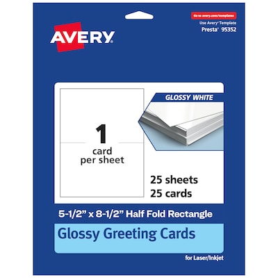 Avery Integrated Cards, 5.5 x 8.5, Glossy White, 25/Pack (95352)