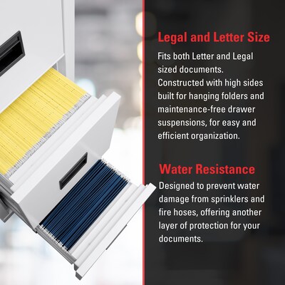 FireKing Turtle 22 2-Drawer Vertical File Cabinet, Fire Resistant, Letter/Legal, Artic White (2R182