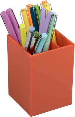 JAM PAPER Plastic Pen Holder. Orange, Desktop Pencil Cup, Sold Individually (341ors)