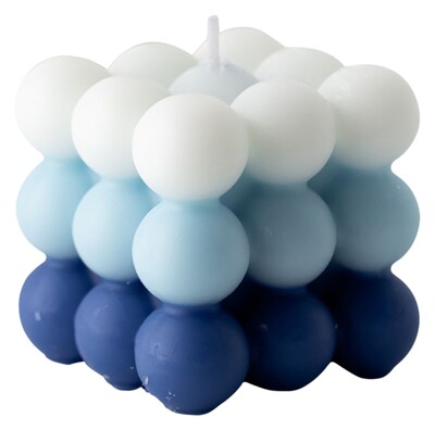 Jeanne Fitz Bubble Cube Candle, Blue