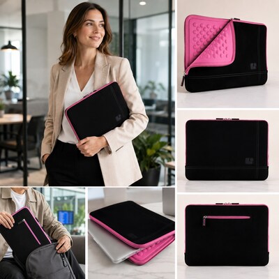 SumacLife 13" Laptop Sleeve, Black/Pink (NBKLEA672)