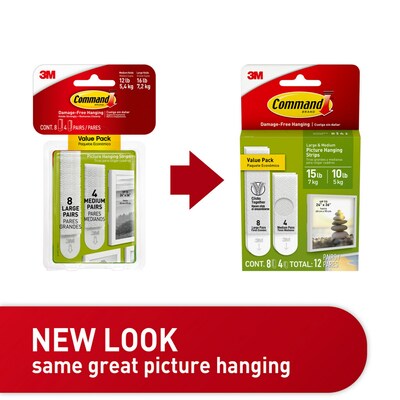 Command Hanging Strips, Picture, Large, Value Pack - 12 pairs