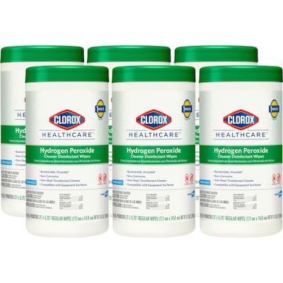 Clorox Healthcare Disinfectant Wipes, 95 Wipes/Canister, 6/Carton (30824)