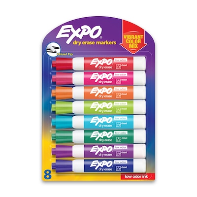  EXPO Low Odor Dry Erase Markers, Chisel Tip, Assorted Colors,  8 Pack : Expo Markers : Office Products