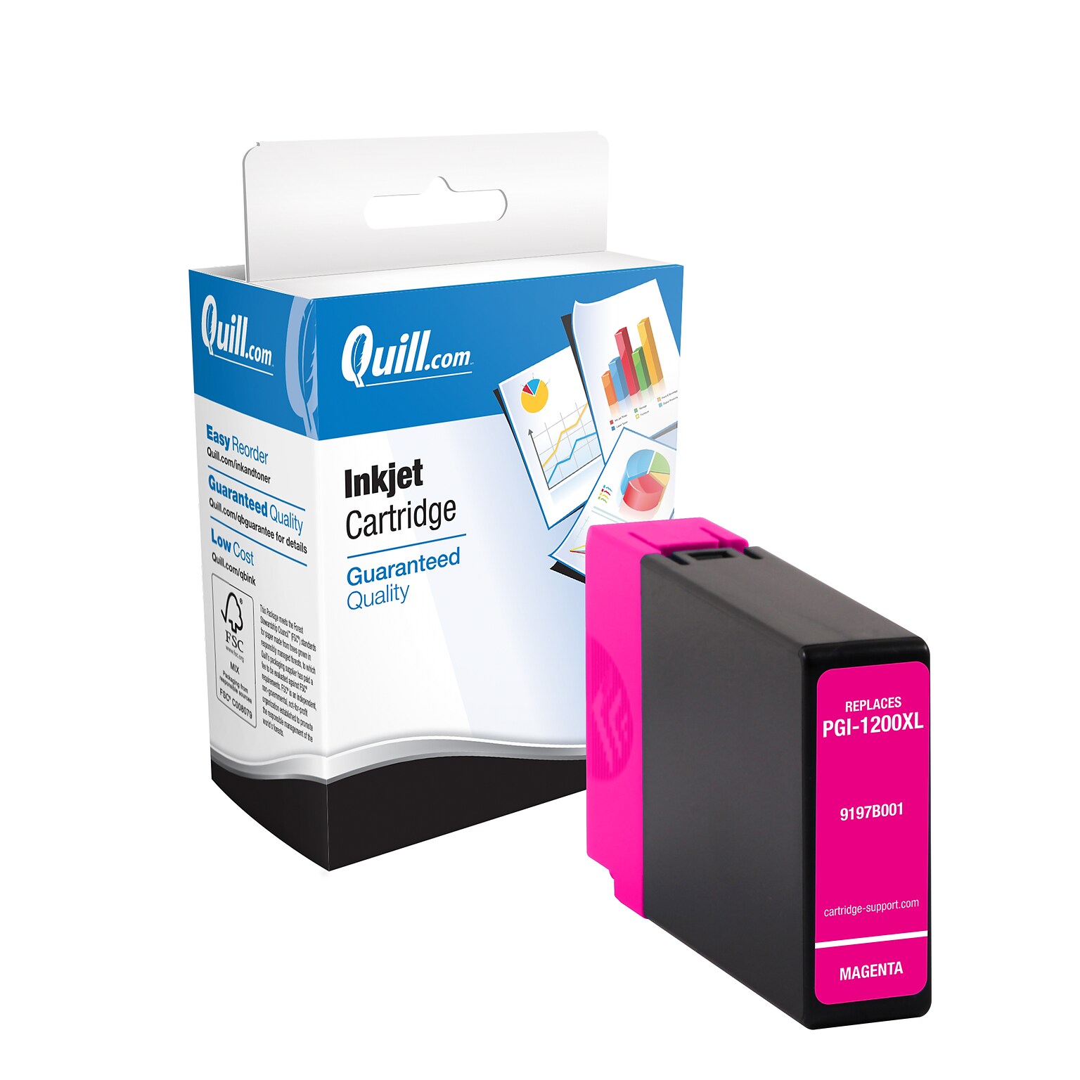 Quill Brand®  Remanufactured Magenta High Yield Inkjet Cartridge  Replacement for Canon PGI-1200XL (9233B001/9197B001)