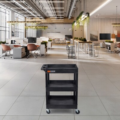 Luxor TUFFY 3-Shelf Multi-Purpose Utility Cart, Black (SEC111-B)