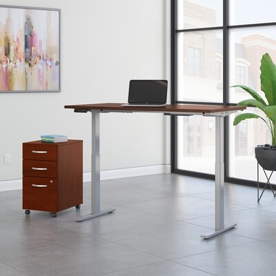 Bush Business Furniture Move 60 Series 60"W Electric Height Adjustable Standing Desk with Storage, Hansen Cherry (M6S011HC)