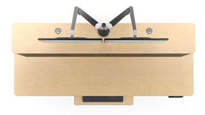 VersaDesk PowerLift Split-Level 72"W Electric Rectangular Adjustable Standing Desk, Maple/Black (PL2SD7230-BM)