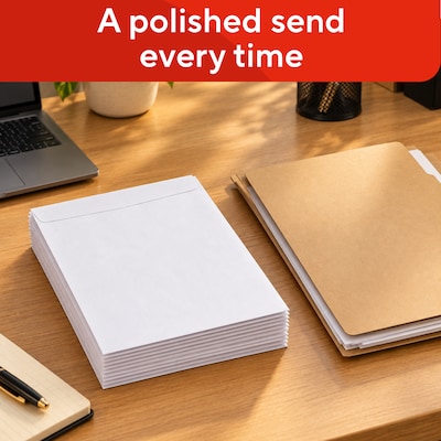 Staples 9 x 12 Gummed Catalog Envelopes, White Wove, Strong Adhesive Flap, Durable Mailing Envelopes, 250/Box