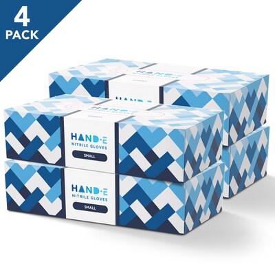 Hand-E Blue Nitrile Disposable Gloves, Latex-Free, Powder-Free, Small, 400/Count (HND-82721H-4A)