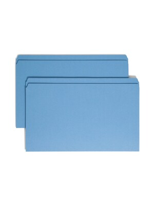 Smead Reinforced File Folder, Straight Cut, Legal Size, Blue, 100/Box (17010)