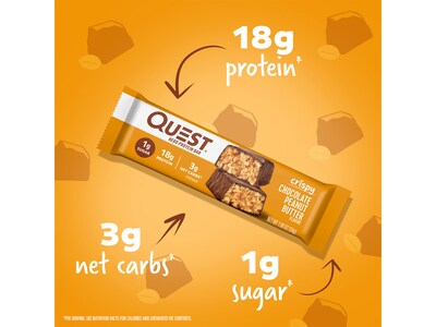 Quest Gluten Free Chocolate Peanut Butter Hero Protein Bar, 1.9 oz., 12 Bars/Box (104952)