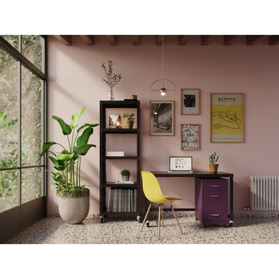 Space Solutions 18" 3-Drawer Mobile Letter Width Vertical File Cabinet, Midnight Purple (25289)