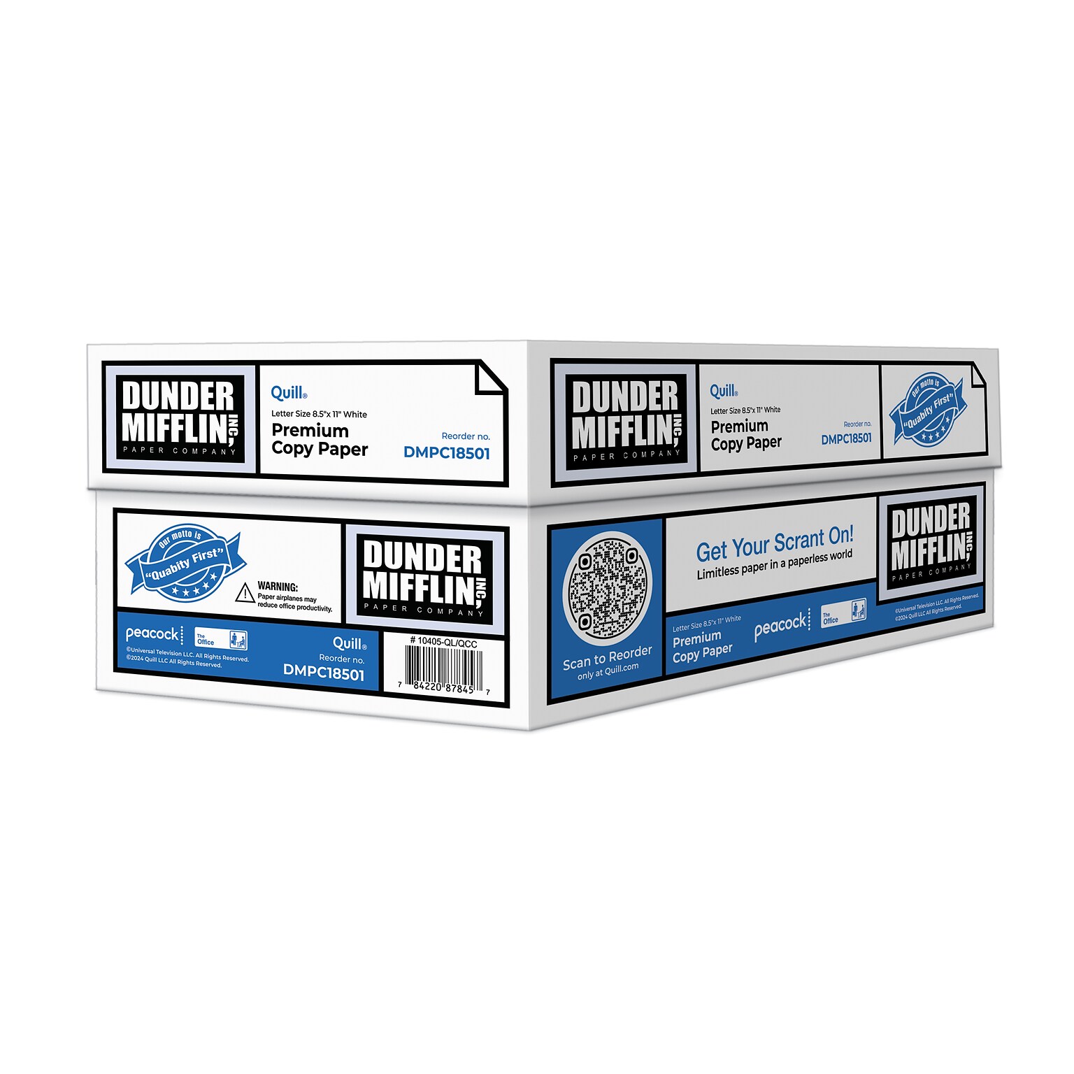 Dunder Mifflin Copy Paper, 8-1/2 x 11, 92 Bright, 20 LB, 8 Reams of 500 Sheets (DMPC18501)