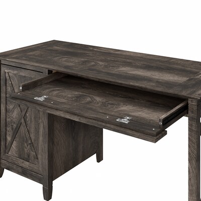 Bush Furniture Key West 54"W Computer Desk with Keyboard Tray and Storage, Dark Gray Hickory (KWD154GH-03)