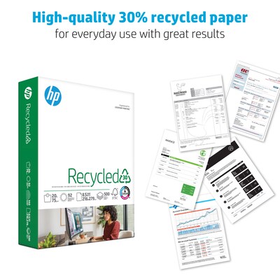 HP 30% Recycled 8.5" x 11" Multipurpose Paper, 20 lbs., 92 Brightness, 5000 Sheets/Carton (HPE1120)