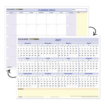 2027 AT-A-GLANCE QuickNotes 16 x 12 Yearly Undated Dry Erase Wall Calendar, Reversible (PM550B-28-27)