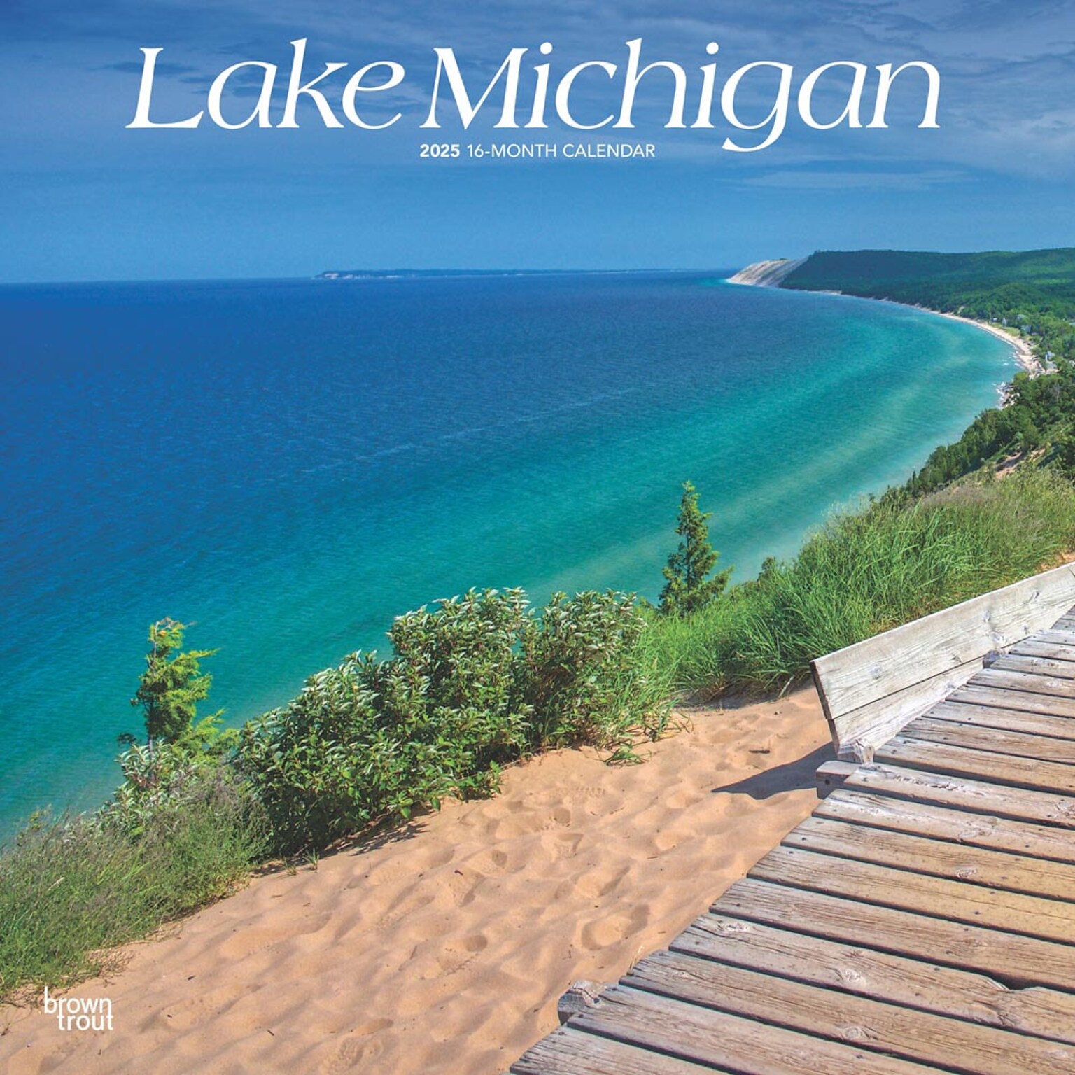 2025 BrownTrout Lake Michigan 12 x 12 Monthly Square Wall Calendar (9781975475048)