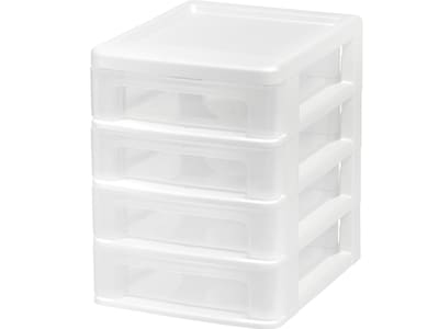 Iris 4-Drawer Mini Desktop Unit, White/Clear (586017)