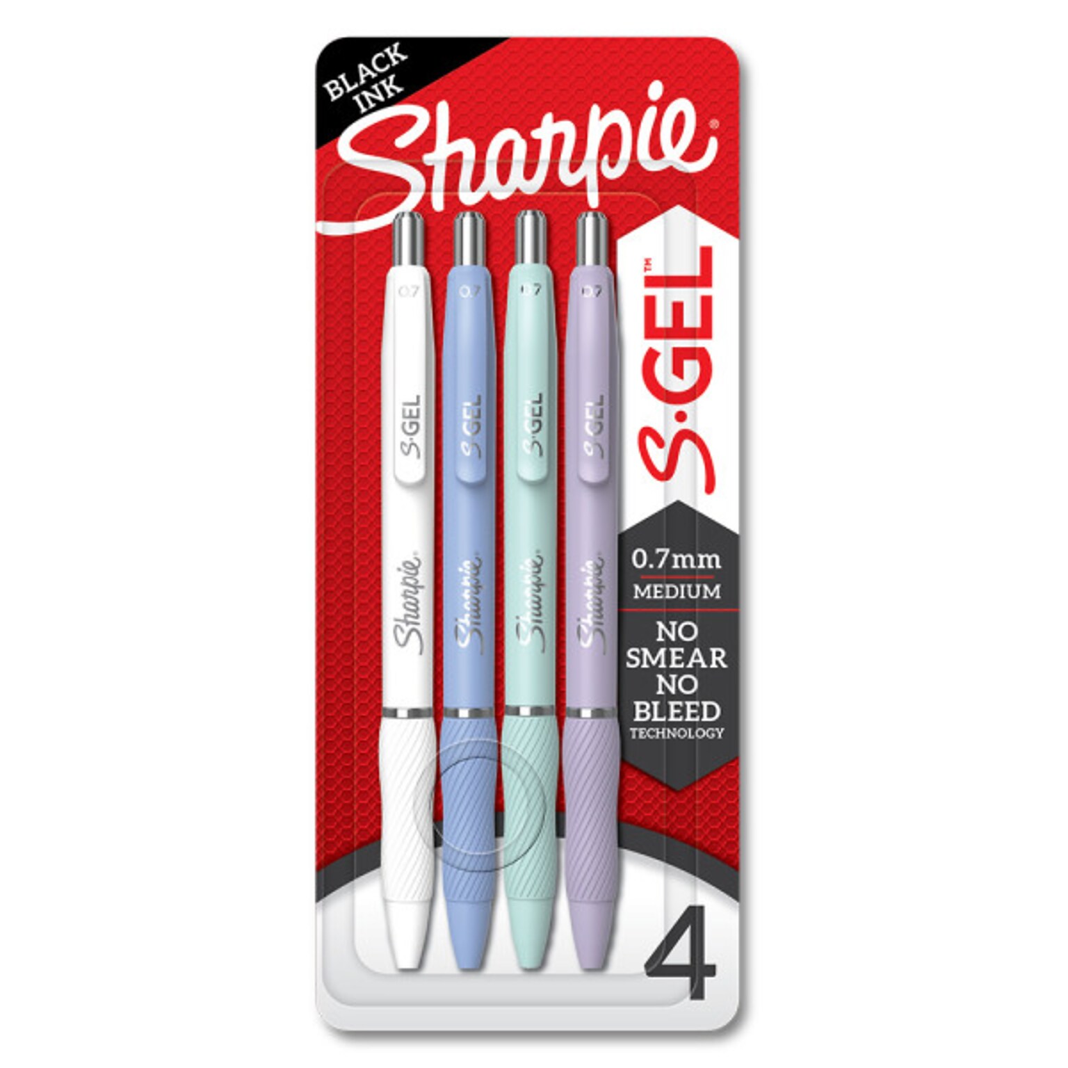 Sharpie S-Gel, Gel Pens, Medium Point (0.7mm), Assorted Fashion Barrels, Black Ink, 4 Count, (2220963)