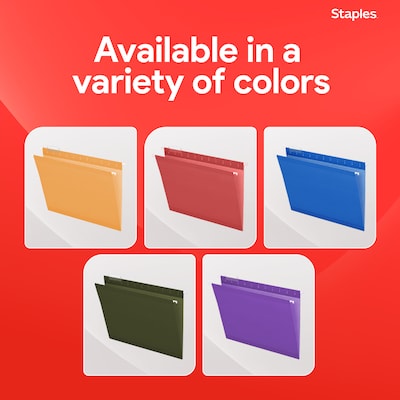 Staples® Hanging File Folders, 1/5-Cut Tab, Letter Size, Yellow, 25/Box (ST163519-CC)