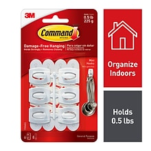 Command™ Mini Hooks, White, 6 Hooks (17006ES)