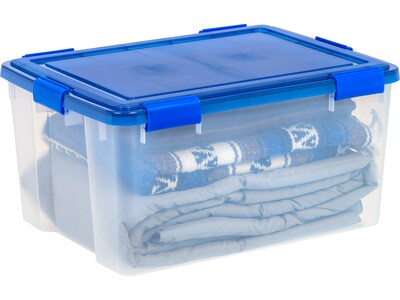 Iris WeatherPro 62.4 Qt. Latch Lid Storage Bin, Clear/Blue (500203)