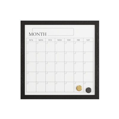 Martha Stewart Everette Magnetic Dry Erase Monthly Calendar Set, Engineered Wood Frame, 18" x 18" (BRPMMWP4545BK)