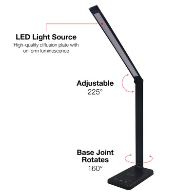 Excello Global Products LED Desk Lamp, 15.5", Black (EGP-DL-09-BLK)