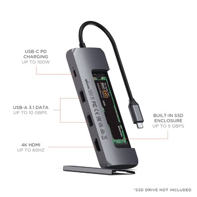 Satechi USB-C Hybrid Multiport Adapter, Space Gray (ST-UCHSEM)