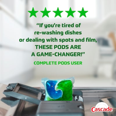 Cascade Complete ActionPacs Dishwashing Detergent Pacs, Fresh Scent, 78 Pacs/Pack (97722)