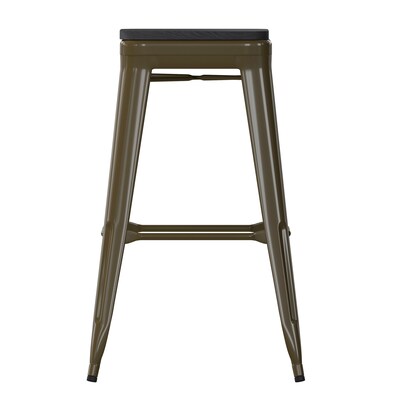 Flash Furniture Cierra Industrial Metal Indoor Bar Height Stools without Back, Gunmetal/Black, 4-Pieces/Pack (4ET32030GNRPL2B)