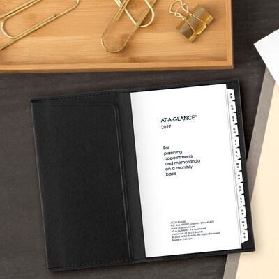 2027 AT-A-GLANCE 3.5" x 6" Monthly Planner, Faux Leather Cover, Black (70-064-05-27)