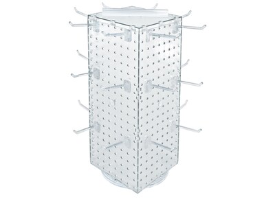Azar 21" x 8" Pegboard 4-Sided Revolving Counter Display, Clear, Each (703385-CLR-4C24)
