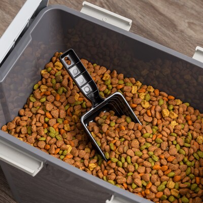 Iris 36 Quart Storage Container with Scoop for Dog & Cat Food, Plastic, Dark Gray (100148)
