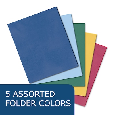 Roaring Spring Paper Products 2-Pocket Portfolio Folders, Assorted Colors, 100/Carton (50200CS)