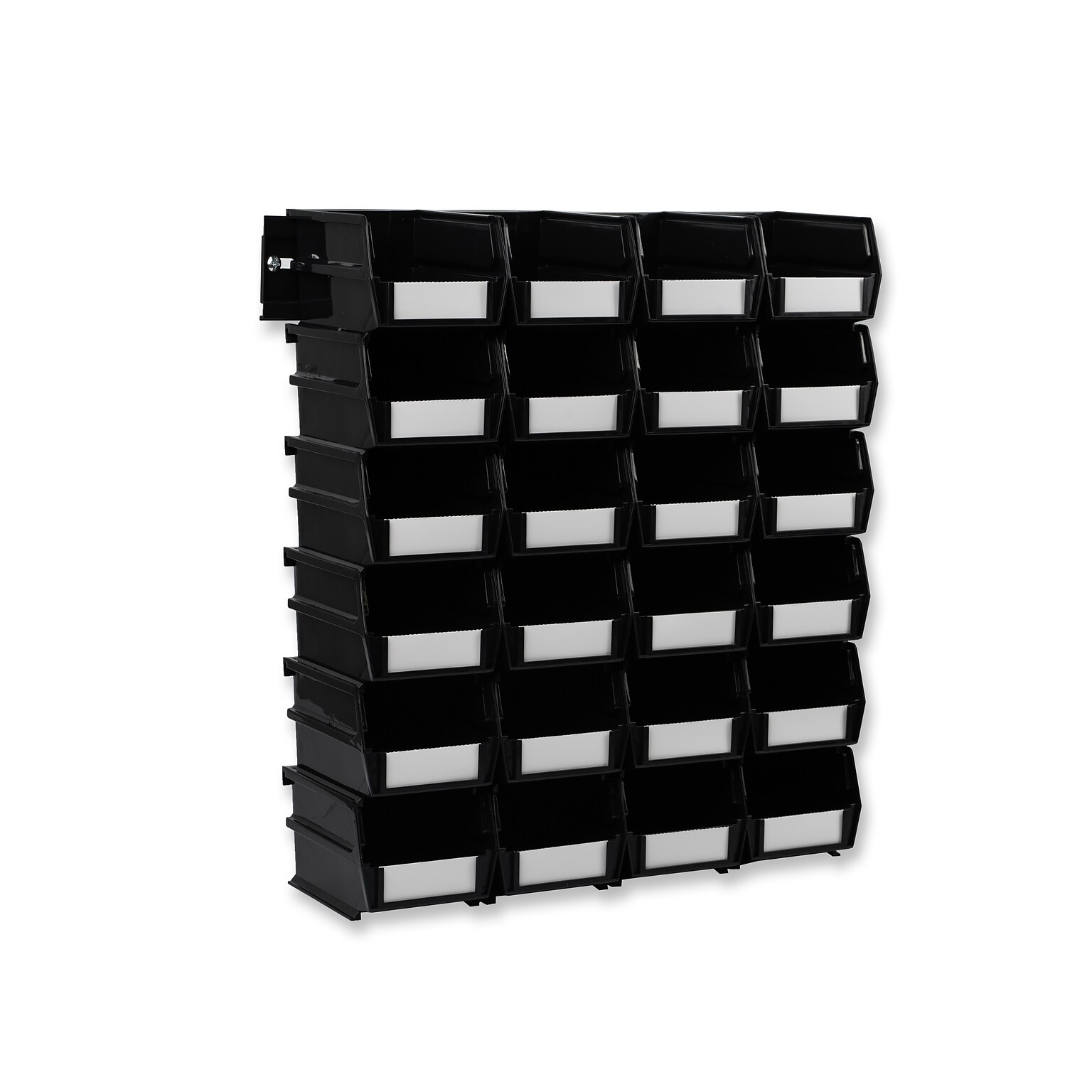 Triton Products LocBin Small Stackable Plastic Storage Bin, 3 x 4.125x 5.375, 1.15 Qt., Black, 24/Pack (3-210BKWS)