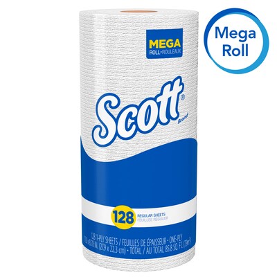 Scott Recycled Paper Towels, 1-ply, 128 Sheets/Roll, 20 Rolls/Pack (41482)