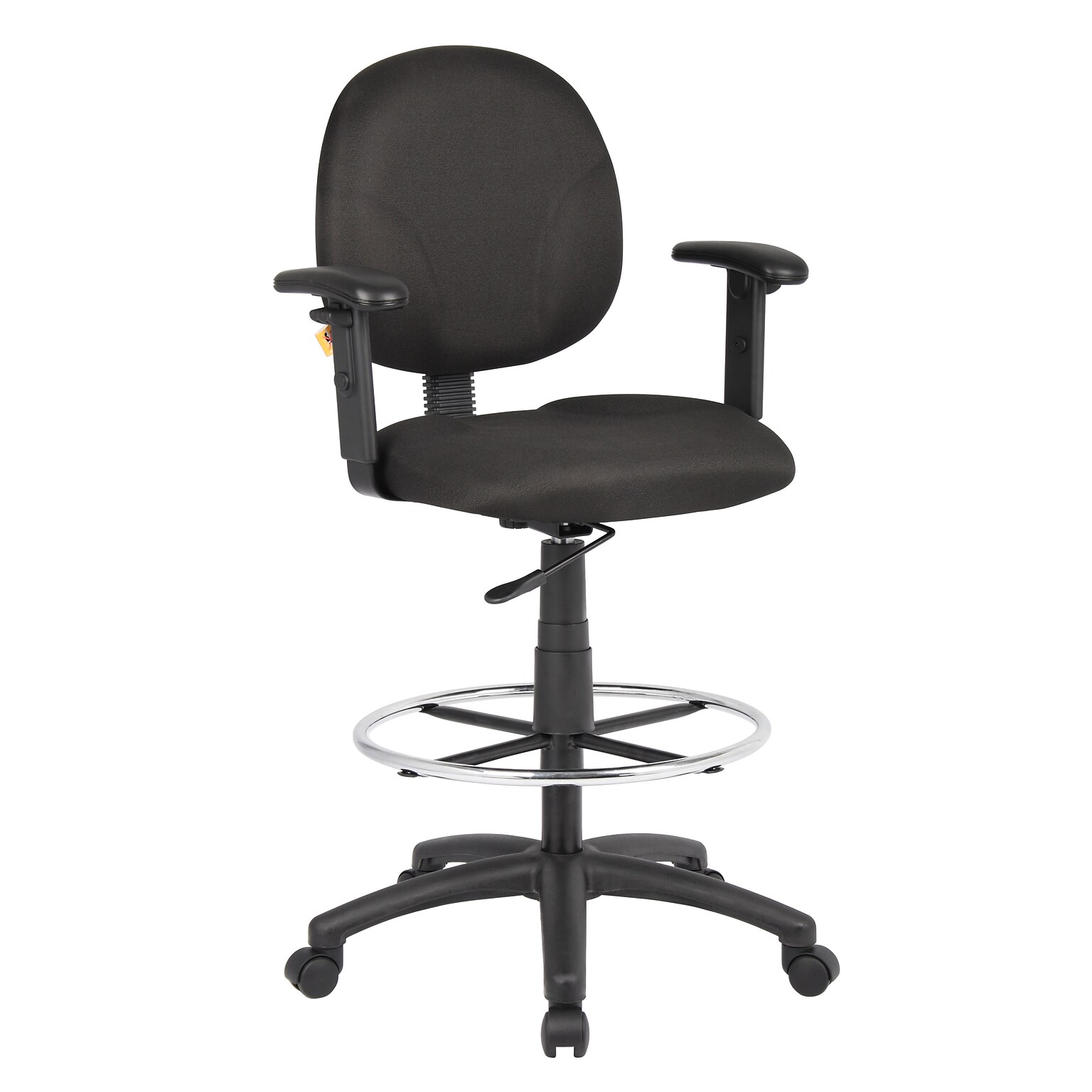 Boss® Fabric Drafting Stool with Adjustable Arms & Footring; Black