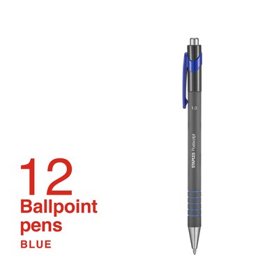 Staples® Postscript™ Retractable Ballpoint Pens, Medium Point, 1.0mm, Blue, 12/Pack (18263)